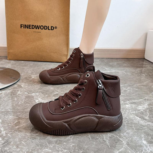 Casual Thick-Soled Waterproof Leather Boots
