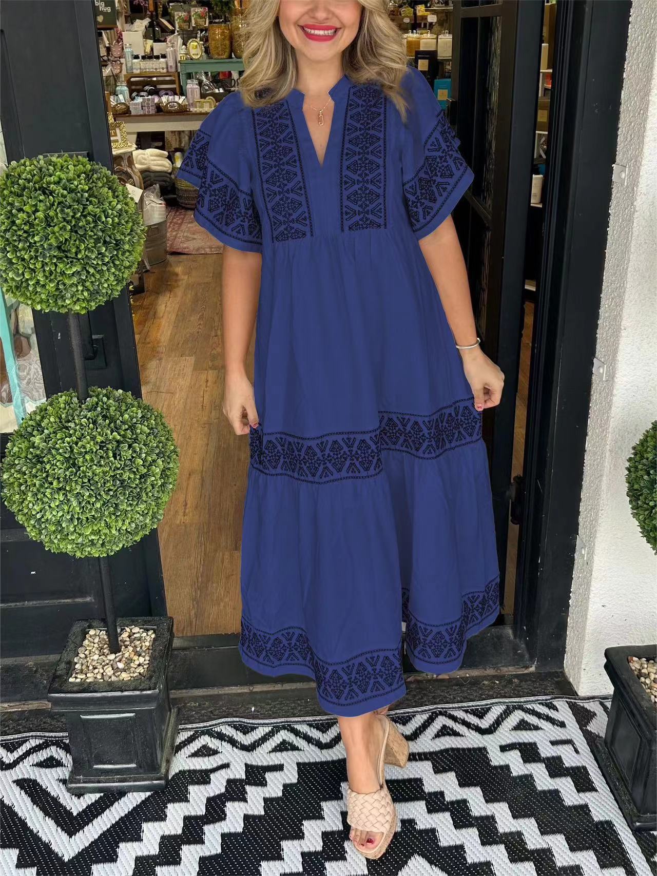 Embroidered Chic Comfy Dress