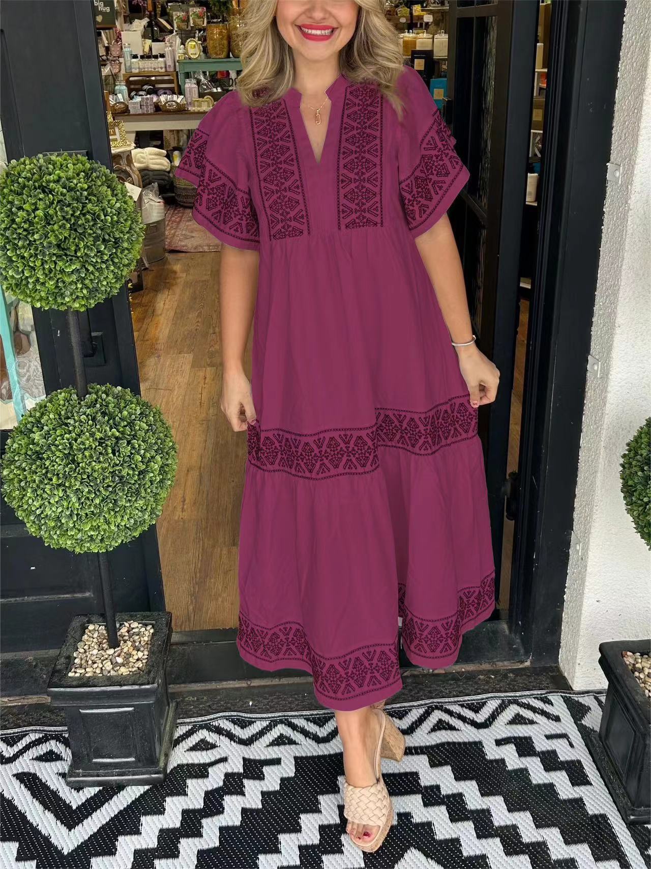 Embroidered Chic Comfy Dress