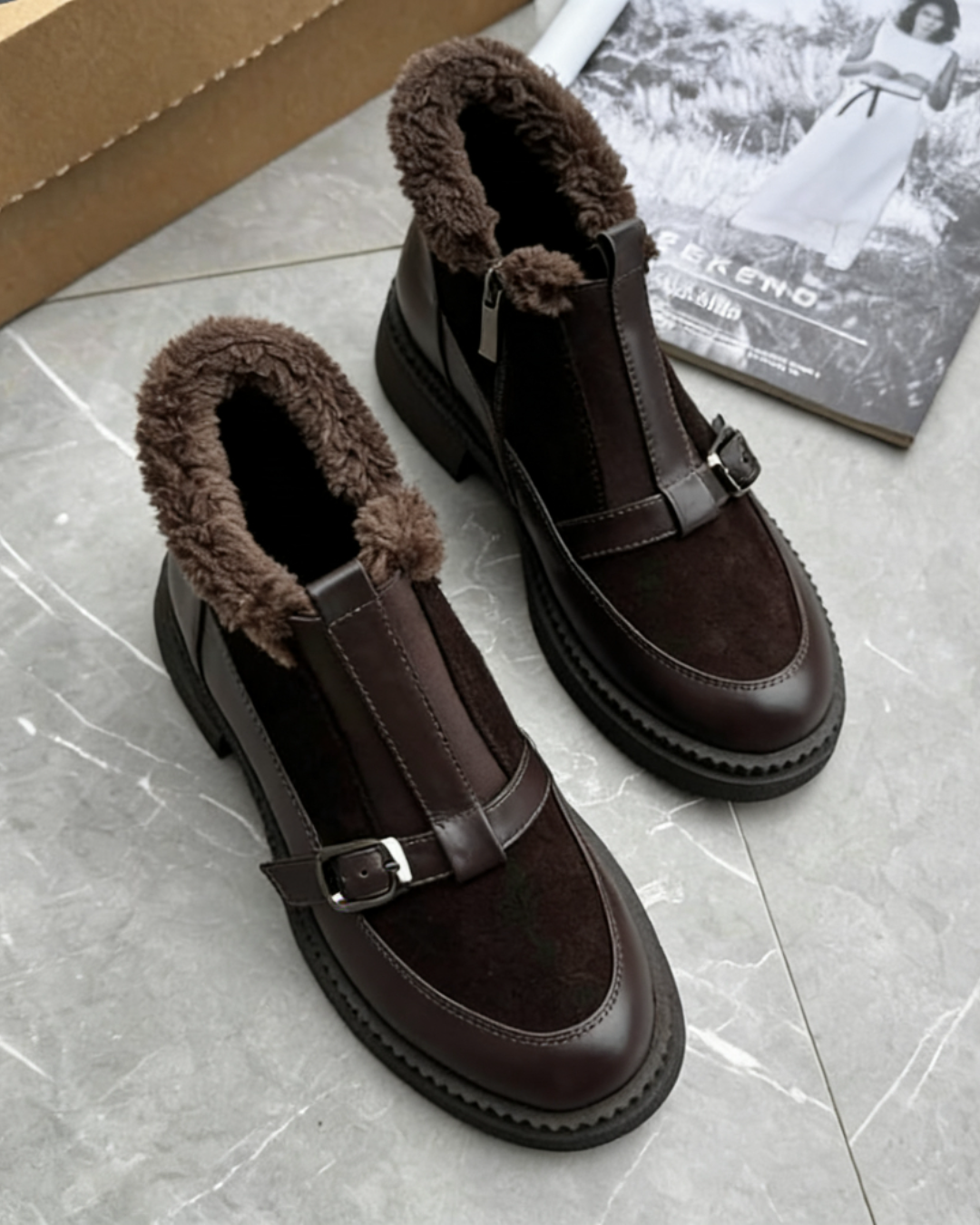 Women's Warm Buckled Ankle Boots