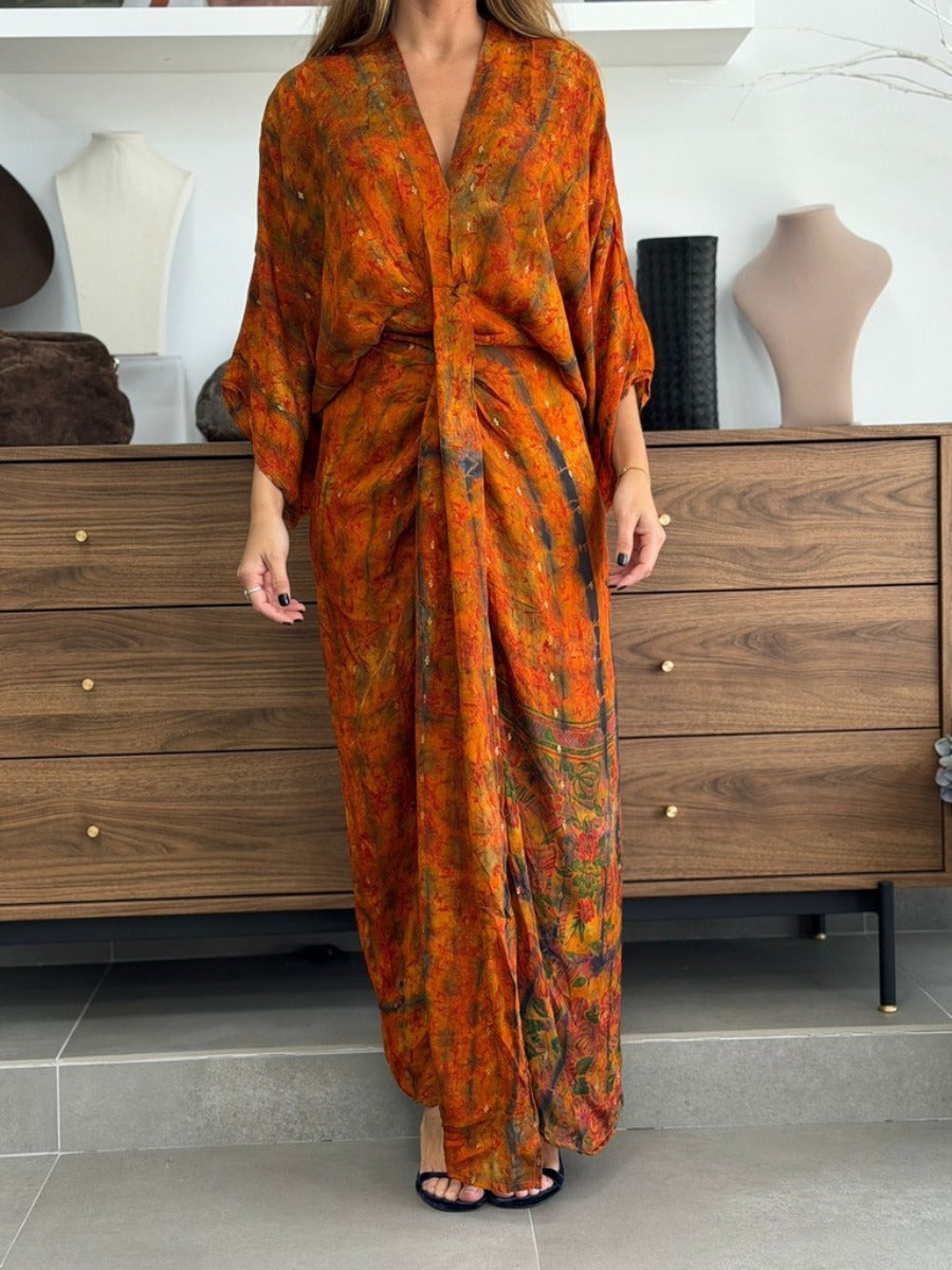 Elegant V-Neck Long Sleeve Dress