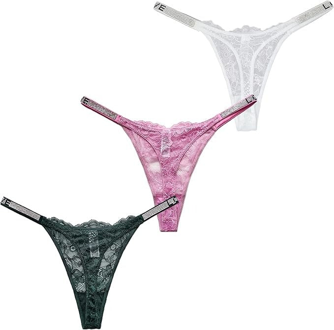 Female Lace Dazling Diamond Thong (3 Packs)
