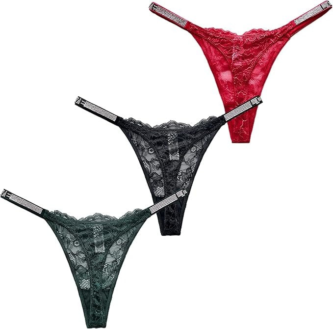 Female Lace Dazling Diamond Thong (3 Packs)