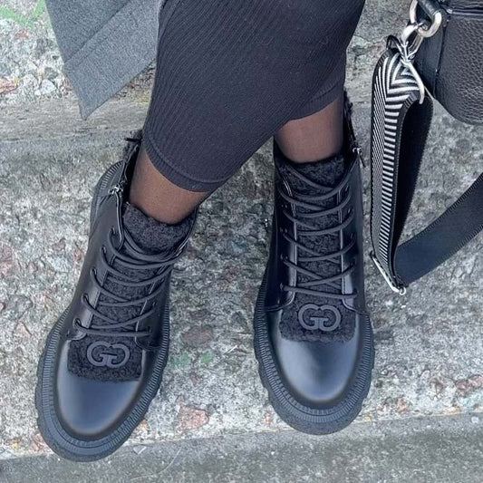 Lambskin Zip-Side Martin Boots