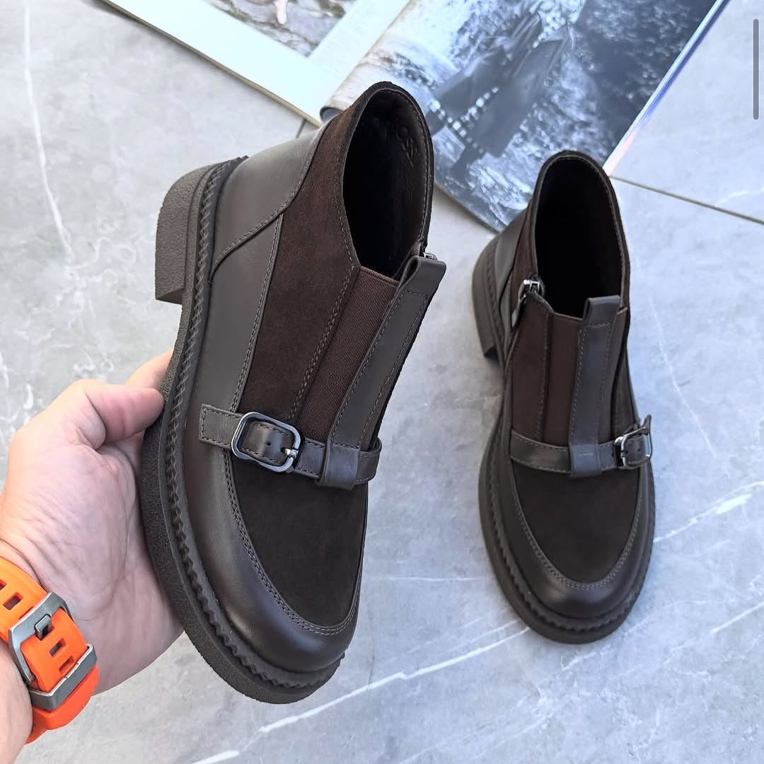 Handmade Brown Leather Suede Ankle Boots