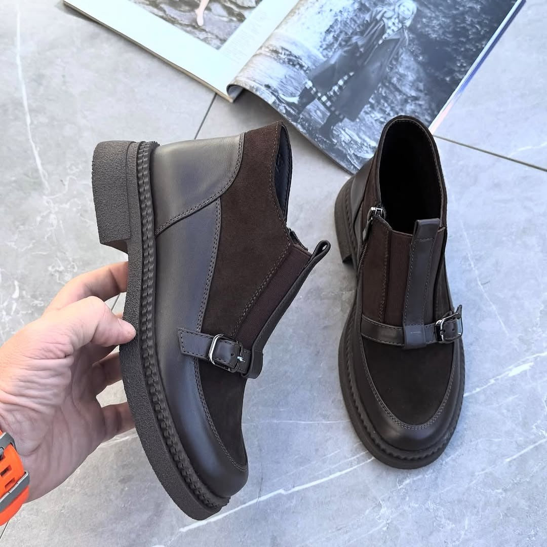 Handmade Brown Leather Suede Ankle Boots