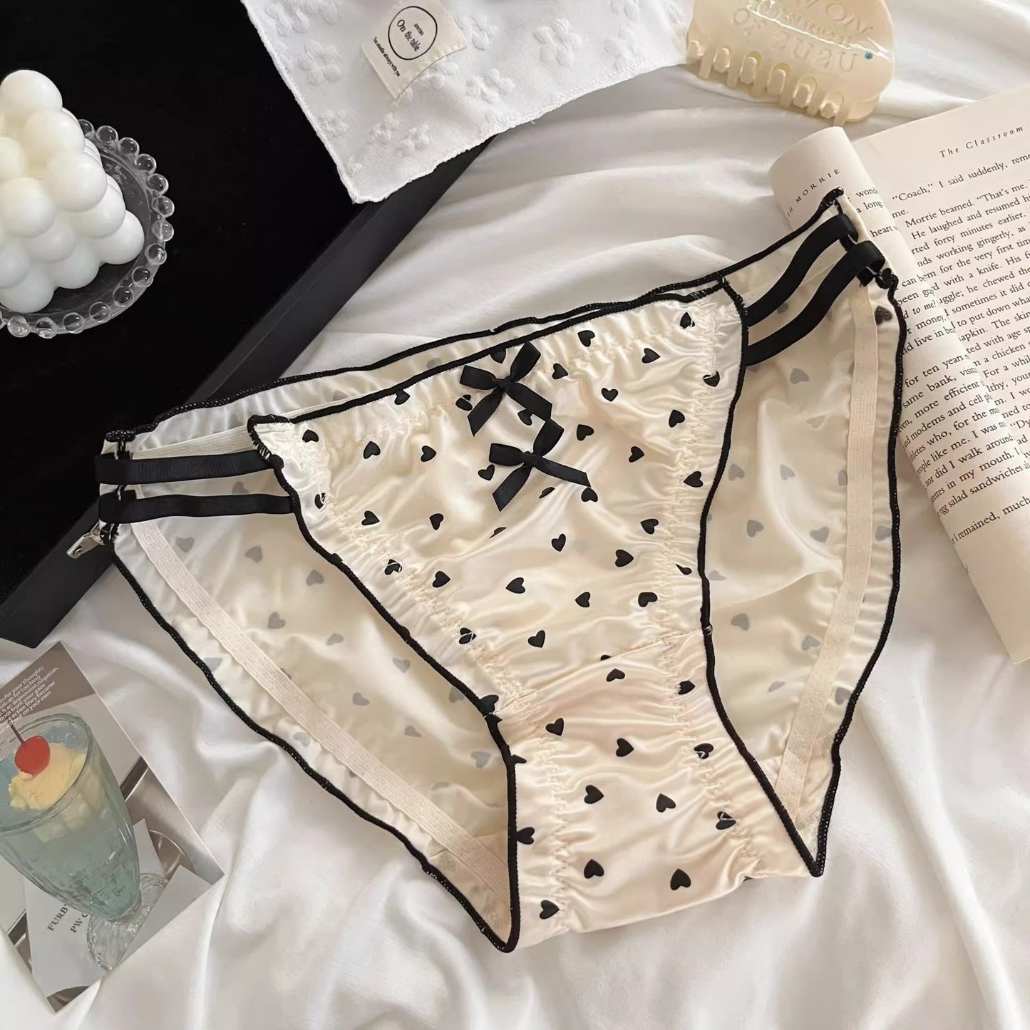 Satin Bow Cutout Briefs (4 Packs)