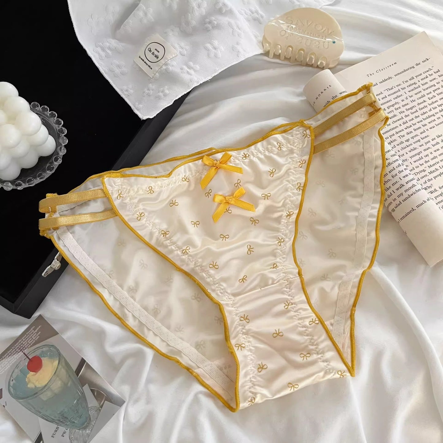 Satin Bow Cutout Briefs (4 Packs)