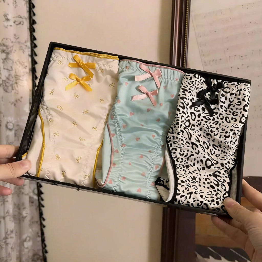 Satin Bow Cutout Briefs (4 Packs)