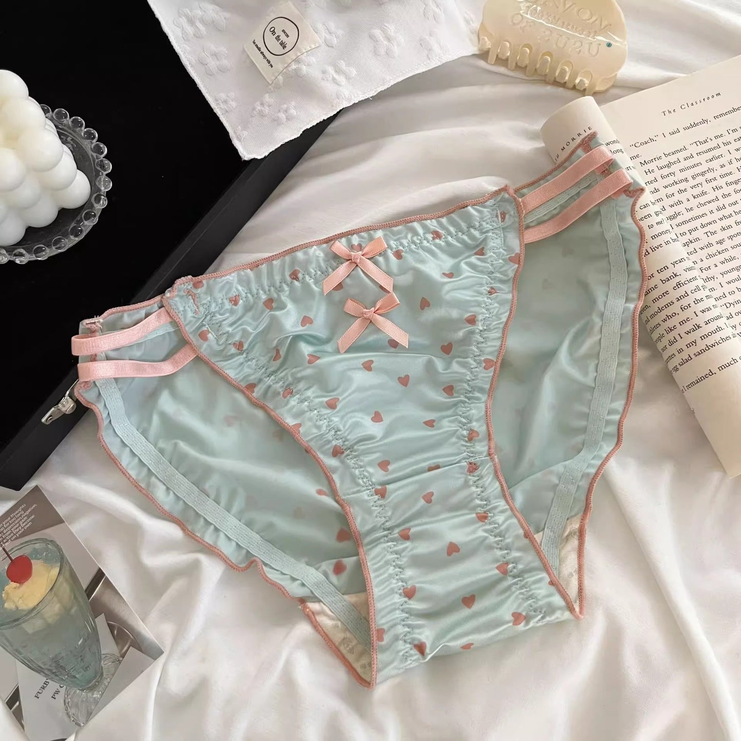 Satin Bow Cutout Briefs (4 Packs)