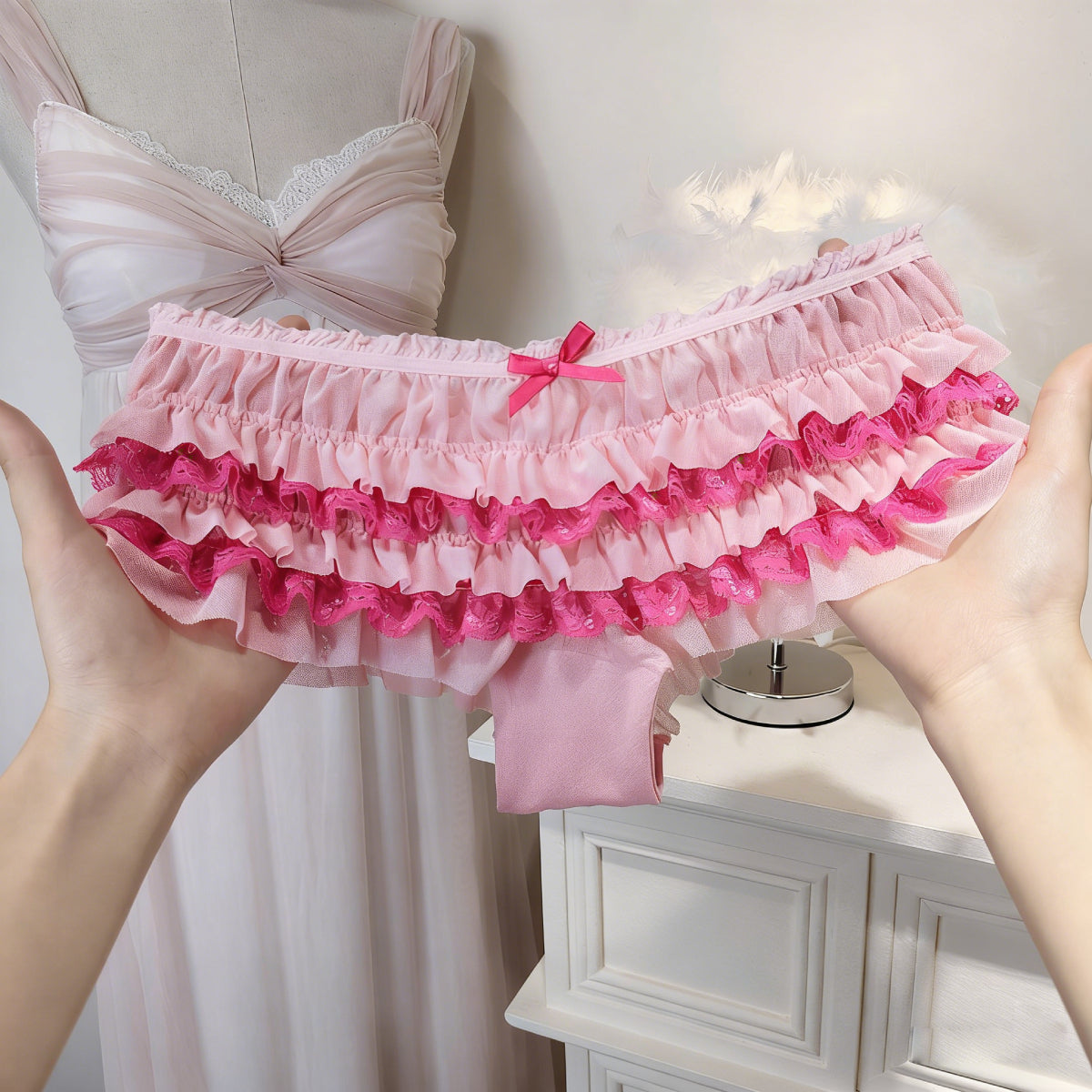 Bow Ruffled Lace Panties (4 Packs)