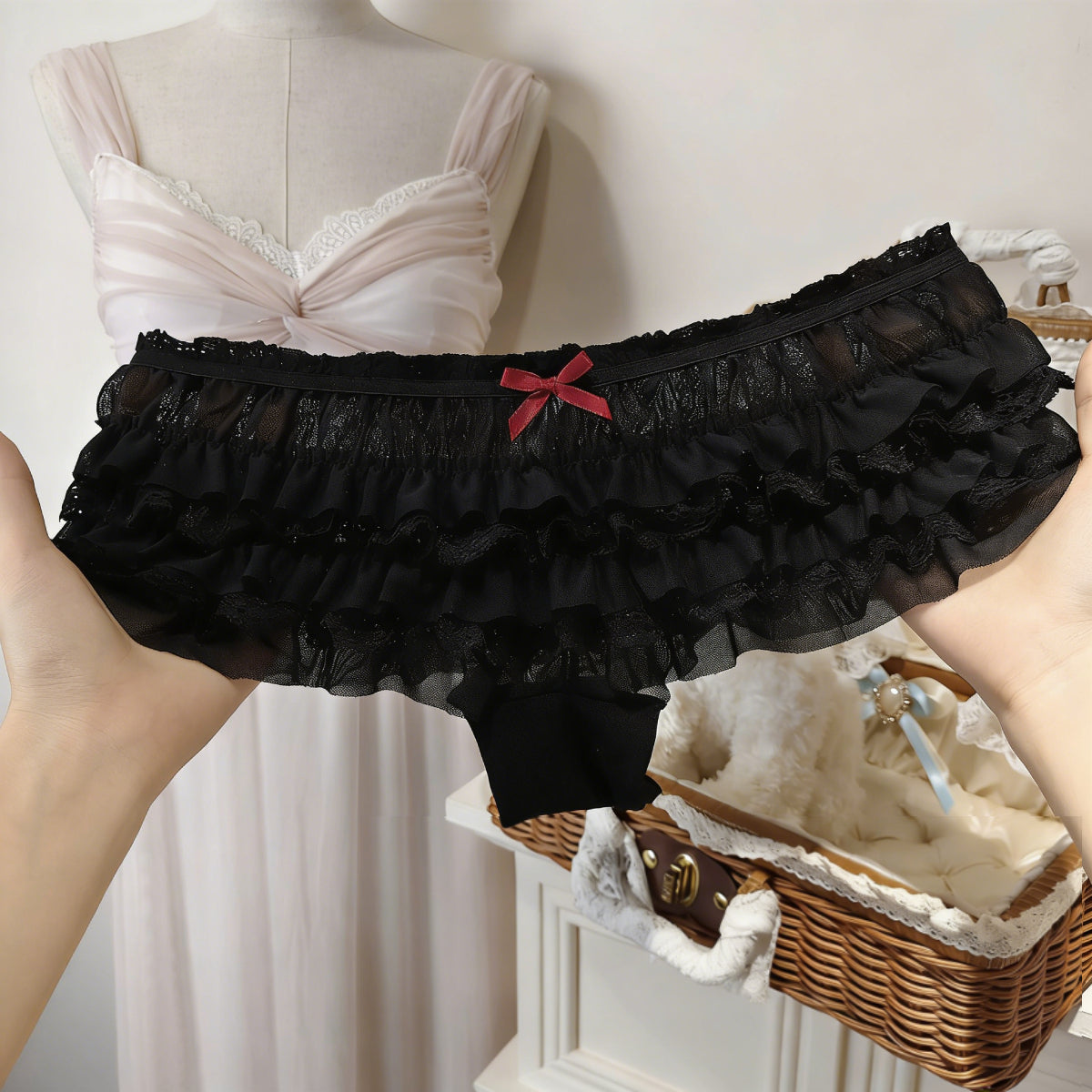 Bow Ruffled Lace Panties (4 Packs)