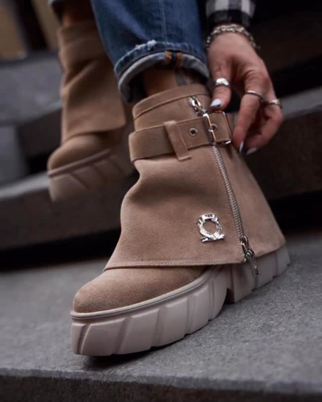 Natural Suede Women's Athletic Boots