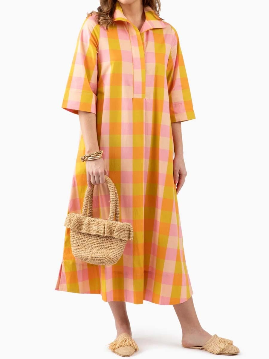 Plaid Print Side Slit Dress