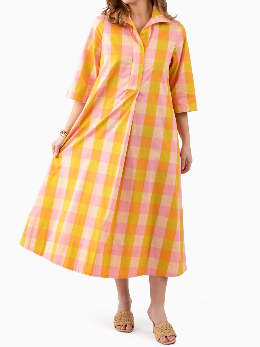 Plaid Print Side Slit Dress