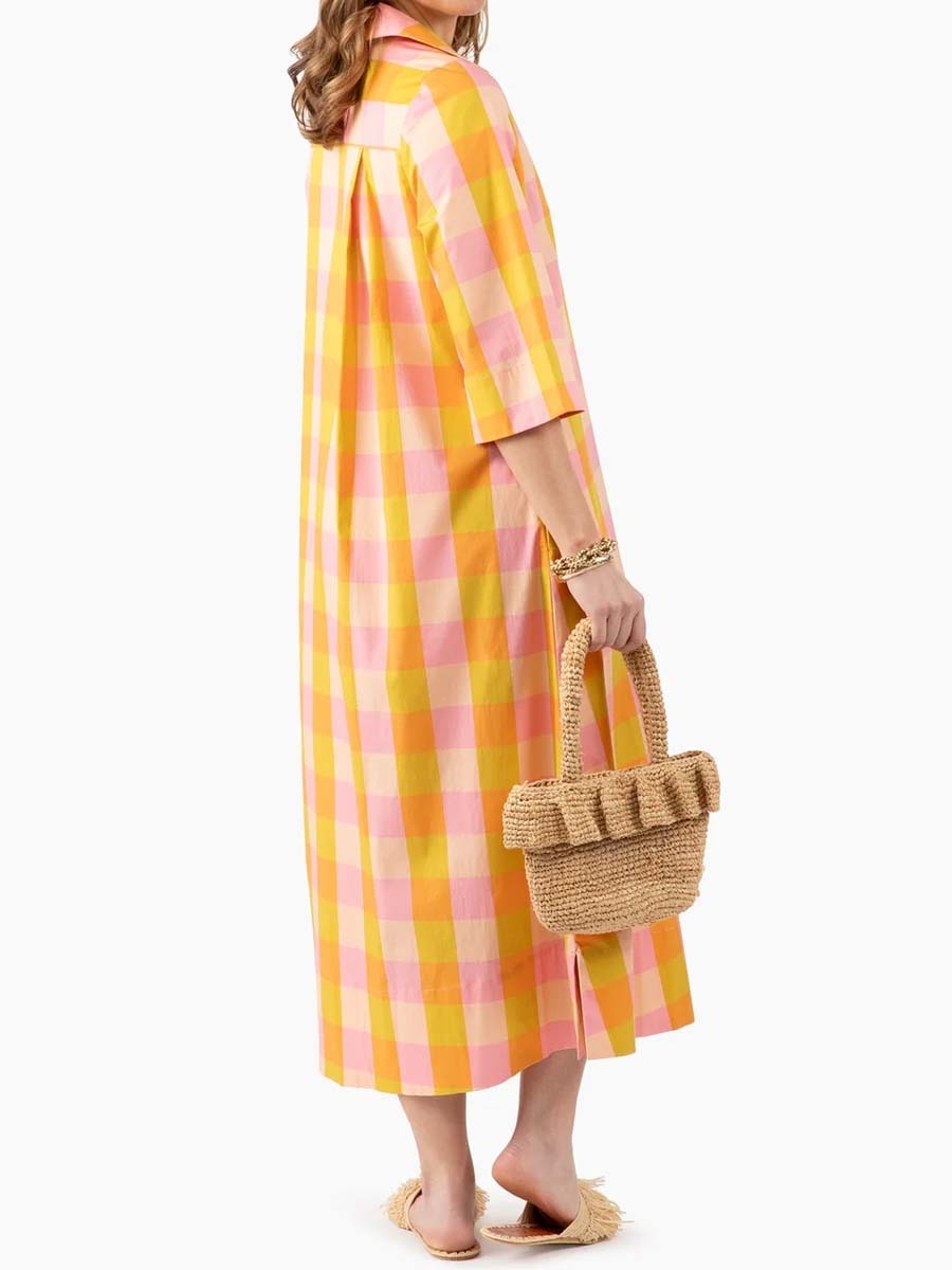 Plaid Print Side Slit Dress