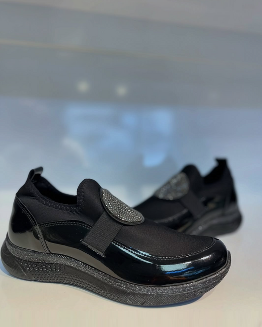 Rhinestone Patent Leather Sneakers