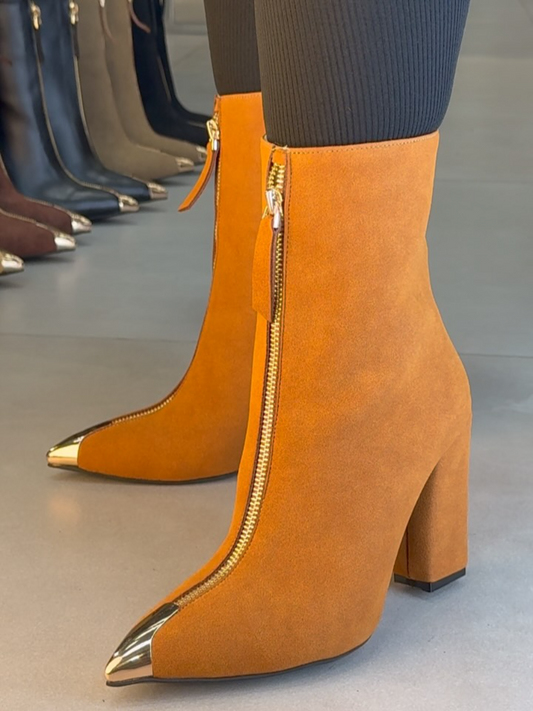 Metal-toed Front Zipper Boots