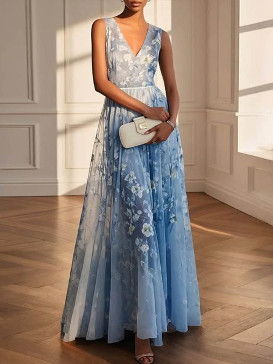 Elegant Floral Print Sleeveless Dress