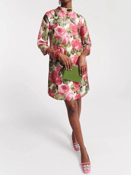 Floral Printed Bow Mini Dress