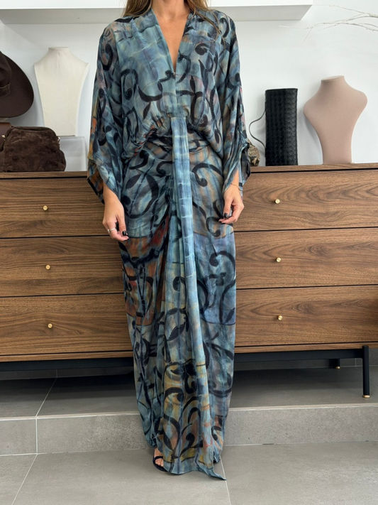 Elegant V-Neck Long Sleeve Dress