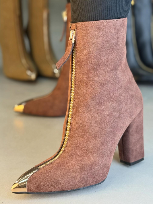 Metal-toed Front Zipper Boots