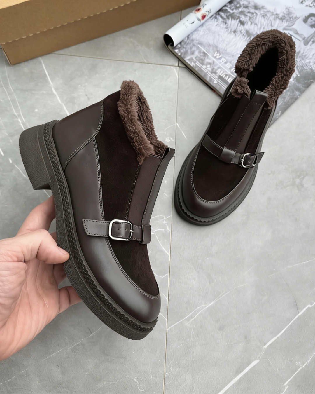 Women's Warm Buckled Ankle Boots