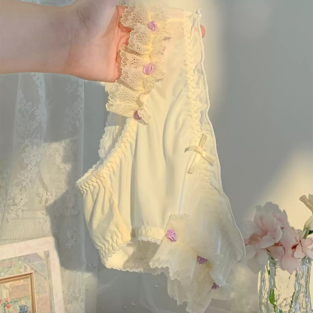 Rose Lace Trim Briefs (4 Packs)