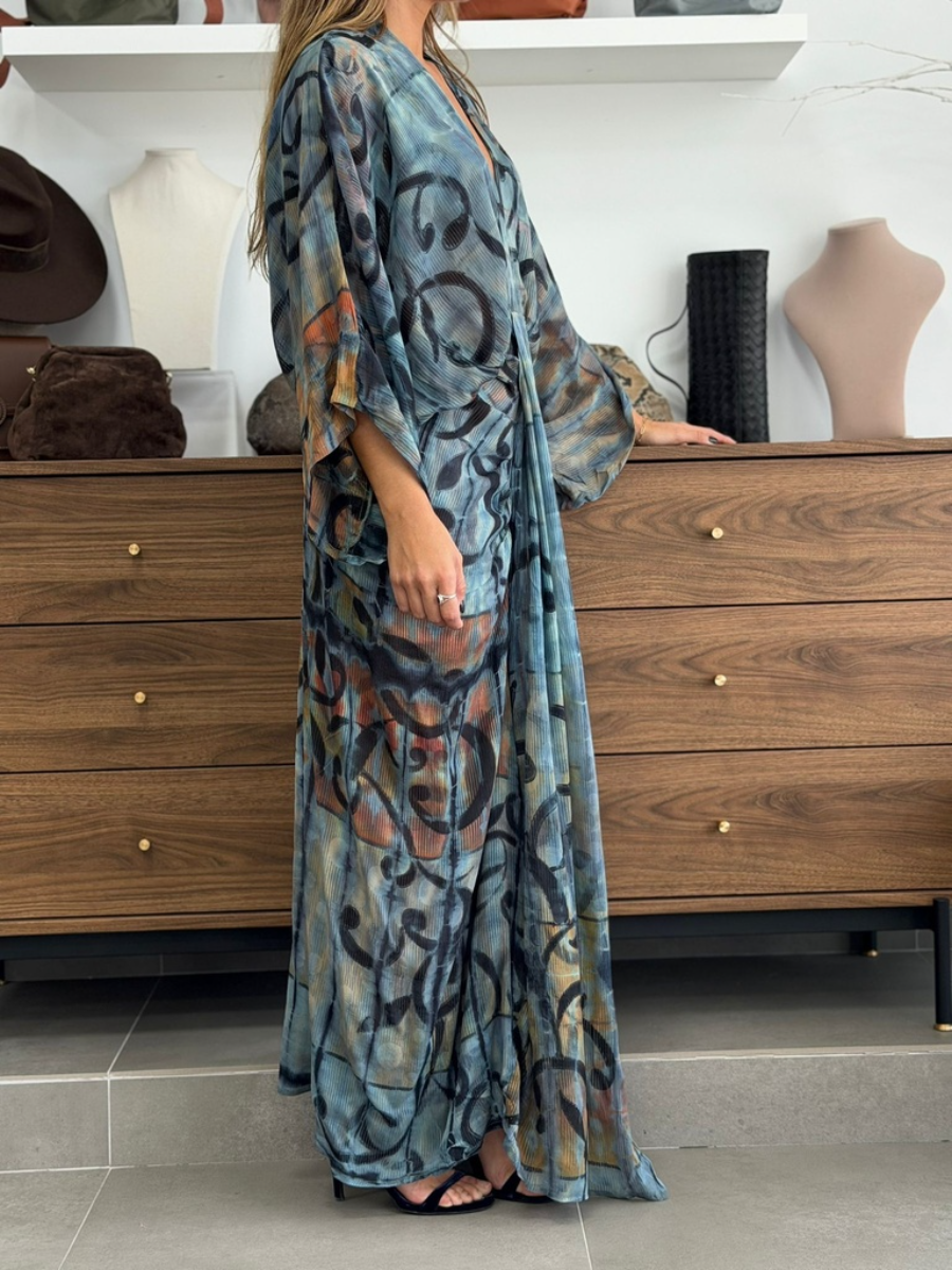Elegant V-Neck Long Sleeve Dress