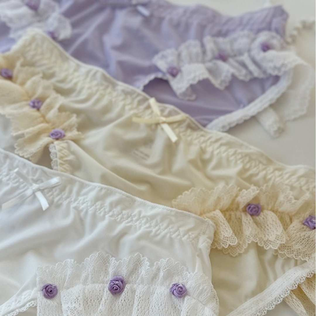 Rose Lace Trim Briefs (4 Packs)