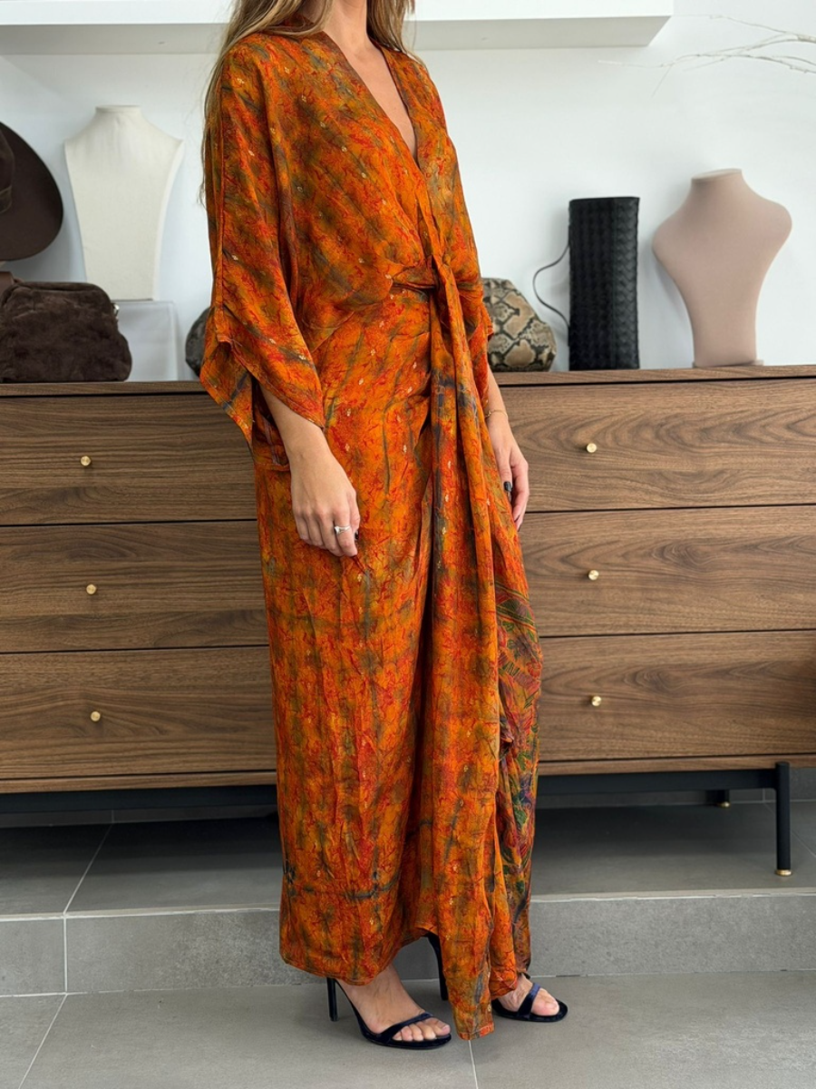 Elegant V-Neck Long Sleeve Dress